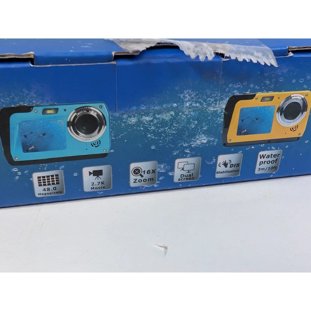 Underwater Camera FHD 2.7K 48 MP Waterproof Digital‎ Camera Selfie Dual Screen